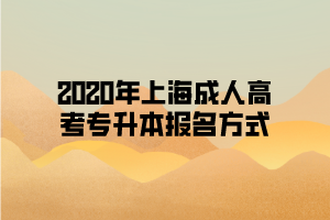 2020年上海成人高考专升本报名方式