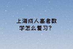 上海成人高考数学怎么复习？