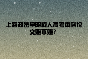 上海政法学院成人高考本科论文难不难？