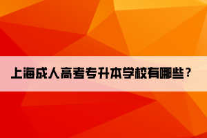 上海成人高考专升本学校有哪些？