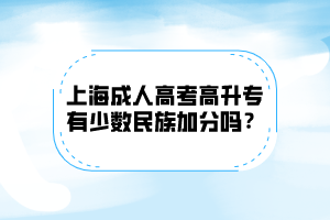 上海成人高考高升专有少数民族加分吗？