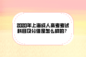 2020年上海成人高考考试科目及分值是怎么样的？