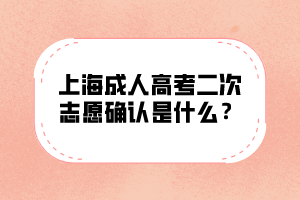 上海成人高考二次志愿确认是什么？
