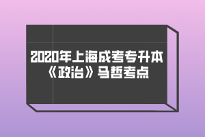 2020年上海成考专升本《政治》马哲考点