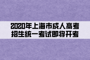 2020年上海市成人高考招生统一考试即将开考