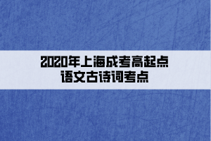 2020年上海成考高起点语文古诗词考点