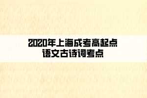 2020年上海成考高起点语文古诗词考点