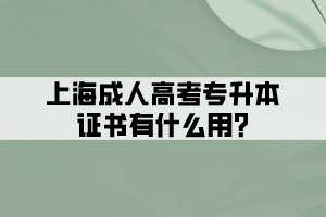 上海成人高考专升本证书有什么用?