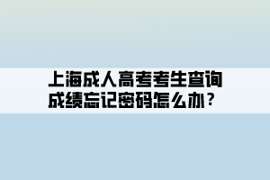 上海成人高考考生查询成绩忘记密码怎么办？