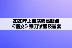 2020年上海成考高起点《语文》预习试题及答案