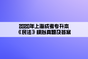 2020年上海成考专升本《民法》模拟真题及答案