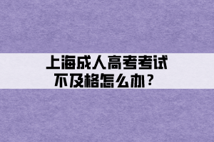 上海成人高考考试不及格怎么办？