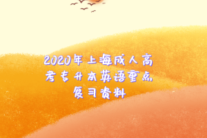 2020年上海成人高考专升本英语重点复习资料