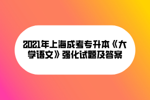 2021年上海成考专升本《大学语文》强化试题及答案