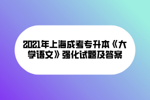 2021年上海成考专升本《大学语文》强化试题及答案