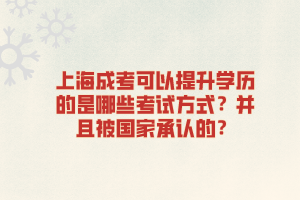 上海成考可以提升学历的是哪些考试方式？并且被国家承认的？