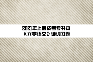 2021年上海成考专升本《大学语文》诗词习题