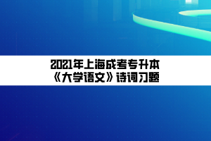 2021年上海成考专升本《大学语文》诗词习题