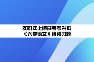 2021年上海成考专升本《大学语文》诗词习题