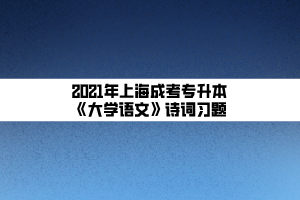 2021年上海成考专升本《大学语文》诗词习题