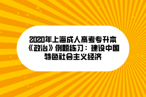 2020年上海成人高考专升本《政治》例题练习：建设中国特色社会主义经济