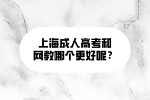 上海成人高考和网教哪个更好呢？