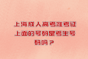 上海成人高考准考证上面的号码是考生号码吗？