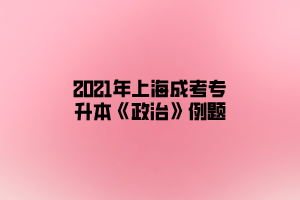 2021年上海成考专升本《政治》例题