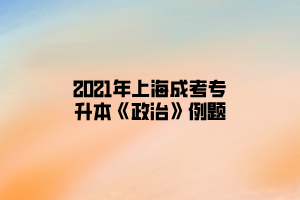 2021年上海成考专升本《政治》模拟题