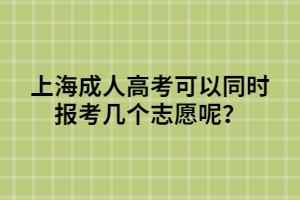 上海成人高考可以同时报考几个志愿呢？