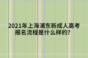 2021年上海浦东新成人高考报名流程是什么样的？