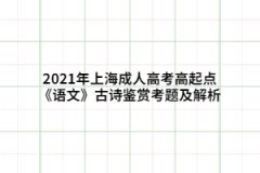 2021年上海成人高考高起点《语文》古诗鉴赏考题及解析