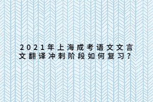 2021年上海成考语文文言文翻译冲刺阶段如何复习？