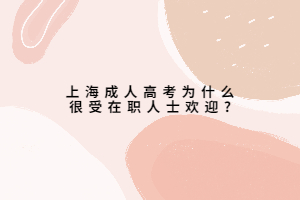 上海成人高考为什么很受在职人士欢迎?